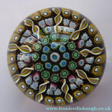 Load image into Gallery viewer, Scottish Glass - Strathearn Millefiori Canes and Latticino Nine Spoke Paperweight Media 1 of 5
