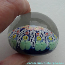 Load image into Gallery viewer, Scottish Glass. Strathearn Millefiori Canes and Latticino Ten Spoke Paperweigh
