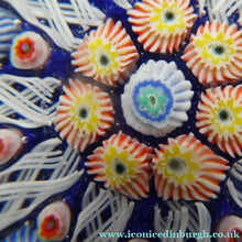 Load image into Gallery viewer, Scottish Glass. Strathearn Millefiori Canes and Latticino Ten Spoke Paperweigh
