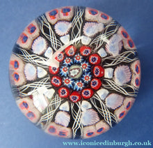 Load image into Gallery viewer, SCOTTISH PAPERWEIGHT. Strathearn Millefiori Canes and Latticino Ten Spokes
