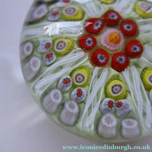 Load image into Gallery viewer, Pastel Colours. Scottish Strathearn Millefiori Canes and Latticino Eight Spoke Paperweight
