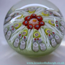 Load image into Gallery viewer, Pastel Colours. Scottish Strathearn Millefiori Canes and Latticino Eight Spoke Paperweight
