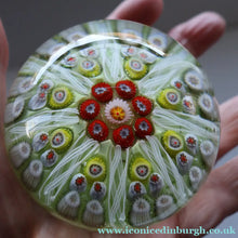 Load image into Gallery viewer, Pastel Colours. Scottish Strathearn Millefiori Canes and Latticino Eight Spoke Paperweight
