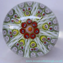Load image into Gallery viewer, Pastel Colours. Scottish Strathearn Millefiori Canes and Latticino Eight Spoke Paperweight
