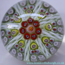 Load image into Gallery viewer, Pastel Colours. Scottish Strathearn Millefiori Canes and Latticino Eight Spoke Paperweight
