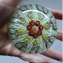 Load image into Gallery viewer, Pastel Colours. Scottish Strathearn Millefiori Canes and Latticino Eight Spoke Paperweight
