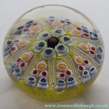Load image into Gallery viewer, Gorgeous Pastel Colours. Scottish Strathearn Millefiori Canes and Latticino Nine Spoke Paperweight

