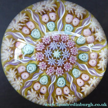 Load image into Gallery viewer, Beautiful Colours. Scottish Glass - Strathearn Millefiori Canes and Latticino Ten Spoke Paperweight
