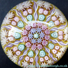 Load image into Gallery viewer, Beautiful Colours. Scottish Glass - Strathearn Millefiori Canes and Latticino Ten Spoke Paperweight
