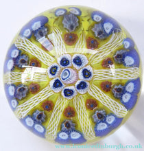 Load image into Gallery viewer, SCOTTISH PAPERWEIGHT. Strathearn Millefiori Canes and Latticino Ten Spokes
