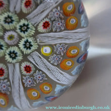 Load image into Gallery viewer, Scottish Strathearn Paperweight with Millefiori Canes and Latticino Eight Spokes. S and 71 Canes
