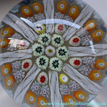Load image into Gallery viewer, Scottish Strathearn Paperweight with Millefiori Canes and Latticino Eight Spokes. S and 71 Canes
