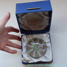 Load image into Gallery viewer, Scottish Strathearn Paperweight with Millefiori Canes and Latticino Eight Spokes. S and 71 Canes
