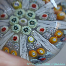 Load image into Gallery viewer, Scottish Strathearn Paperweight with Millefiori Canes and Latticino Eight Spokes. S and 71 Canes
