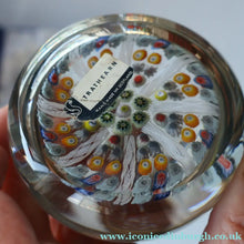 Load image into Gallery viewer, Scottish Strathearn Paperweight with Millefiori Canes and Latticino Eight Spokes. S and 71 Canes
