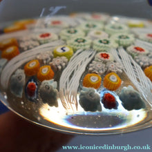 Load image into Gallery viewer, Scottish Strathearn Paperweight with Millefiori Canes and Latticino Eight Spokes. S and 71 Canes
