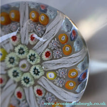 Load image into Gallery viewer, Scottish Strathearn Paperweight with Millefiori Canes and Latticino Eight Spokes. S and 71 Canes
