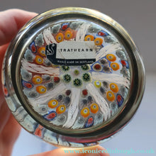 Load image into Gallery viewer, Scottish Strathearn Paperweight with Millefiori Canes and Latticino Eight Spokes. S and 71 Canes
