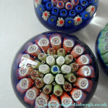 Load image into Gallery viewer, Three Cute MINIATURE Vintage Millefiori Canes Scottish Glass Paperweights
