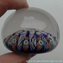 Load image into Gallery viewer, Vintage Scottish Strathearn Paperweight. 12 Half Spokes &amp; Millefiori Canes
