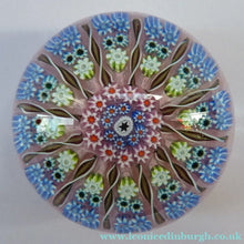 Load image into Gallery viewer, Gorgeous Colours. Scottish Glass - Strathearn / Perthshire Millefiori Canes and Latticino Twelve Spoke Paperweight
