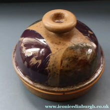 Load image into Gallery viewer, 1970s STUDIO POTTERY.  Small Cheese Dome with Abstract Floral Motifs. Crich Pottery (Diana Worthy)

