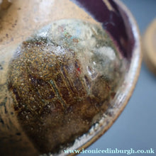 Load image into Gallery viewer, 1970s STUDIO POTTERY.  Small Cheese Dome with Abstract Floral Motifs. Crich Pottery (Diana Worthy)
