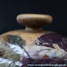 Load image into Gallery viewer, 1970s STUDIO POTTERY.  Small Cheese Dome with Abstract Floral Motifs. Crich Pottery (Diana Worthy)
