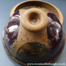 Load image into Gallery viewer, 1970s STUDIO POTTERY.  Small Cheese Dome with Abstract Floral Motifs. Crich Pottery (Diana Worthy)
