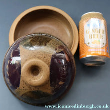 Load image into Gallery viewer, 1970s STUDIO POTTERY.  Small Cheese Dome with Abstract Floral Motifs. Crich Pottery (Diana Worthy)
