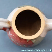 Load image into Gallery viewer, 1970s STUDIO POTTERY.  Small Teapot with Terracotta Abstract Floral Motifs. Crich Pottery (Diana Worthy)
