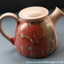 Load image into Gallery viewer, 1970s STUDIO POTTERY.  Small Teapot with Terracotta Abstract Floral Motifs. Crich Pottery (Diana Worthy)
