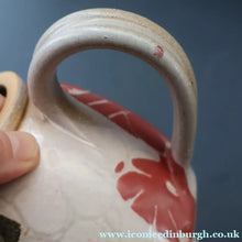 Load image into Gallery viewer, 1970s STUDIO POTTERY.  Small Teapot with Terracotta Abstract Floral Motifs. Crich Pottery (Diana Worthy)
