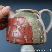 Load image into Gallery viewer, 1970s STUDIO POTTERY.  Small Teapot with Terracotta Abstract Floral Motifs. Crich Pottery (Diana Worthy)
