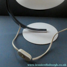 Load image into Gallery viewer, Vintage 1970s Table Lamp with White Opaque Glass Shade and Curved Chrome Arm
