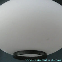 Load image into Gallery viewer, Vintage 1970s Table Lamp with White Opaque Glass Shade and Curved Chrome Arm
