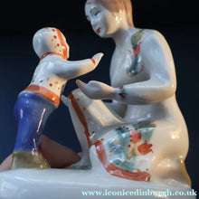 Load image into Gallery viewer, UKRAINIAN CERAMICS. Rare 1970s Porcelain Figurine of a Mother and Child Entitled "First Steps"


