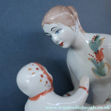 Load image into Gallery viewer, UKRAINIAN CERAMICS. Rare 1970s Porcelain Figurine of a Mother and Child Entitled "First Steps"

