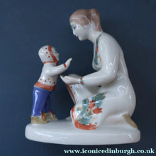Load image into Gallery viewer, UKRAINIAN CERAMICS. Rare 1970s Porcelain Figurine of a Mother and Child Entitled "First Steps"

