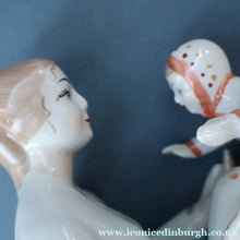 Load image into Gallery viewer, UKRAINIAN CERAMICS. Rare 1970s Porcelain Figurine of a Mother and Child Entitled "First Steps"

