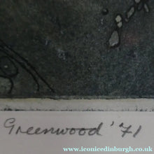 Load image into Gallery viewer, 1971 Etching &amp; Aquatint Entitled "Stone Pool" by Phil Greenwood. Pencil Signed
