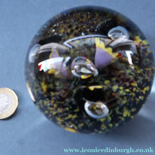 Load image into Gallery viewer, EARLY 1972 Caithness Paperweight TROPICANA (Purple). Designed by Peter Holmes. Limited edition 500
