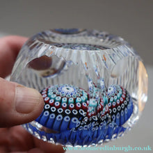 Load image into Gallery viewer, 1972 WHITEFRIARS GLASS Paperweight. Concentric Rings of Millefiori Canes; with Faceted Surfaces. In Original Presentation Box 
