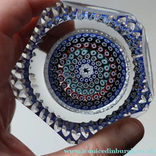 Load image into Gallery viewer, 1972 WHITEFRIARS GLASS Paperweight. Concentric Rings of Millefiori Canes; with Faceted Surfaces. In Original Presentation Box 
