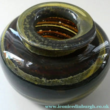 Load image into Gallery viewer, Isle of Wight Studio Glass by Michael Harris, c 1973. Squat Tortoiseshell Vase
