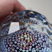 Load image into Gallery viewer, 1973 WHITEFRIARS GLASS Paperweight. Concentric Rings of Millefiori Canes; with Faceted Surfaces. In Original Presentation Box


