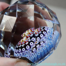 Load image into Gallery viewer, 1973 WHITEFRIARS GLASS Paperweight. Concentric Rings of Millefiori Canes; with Faceted Surfaces. In Original Presentation Box

