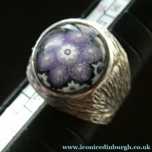 Load image into Gallery viewer, 1975 SCOTTISH Hallmarked Solid Silver &amp; Millefiori CAITHNESS GLASS Large Ring (Size R)
