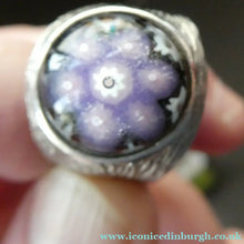 Load image into Gallery viewer, 1975 SCOTTISH Hallmarked Solid Silver &amp; Millefiori CAITHNESS GLASS Large Ring (Size R)
