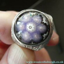 Load image into Gallery viewer, 1975 SCOTTISH Hallmarked Solid Silver &amp; Millefiori CAITHNESS GLASS Large Ring (Size R)
